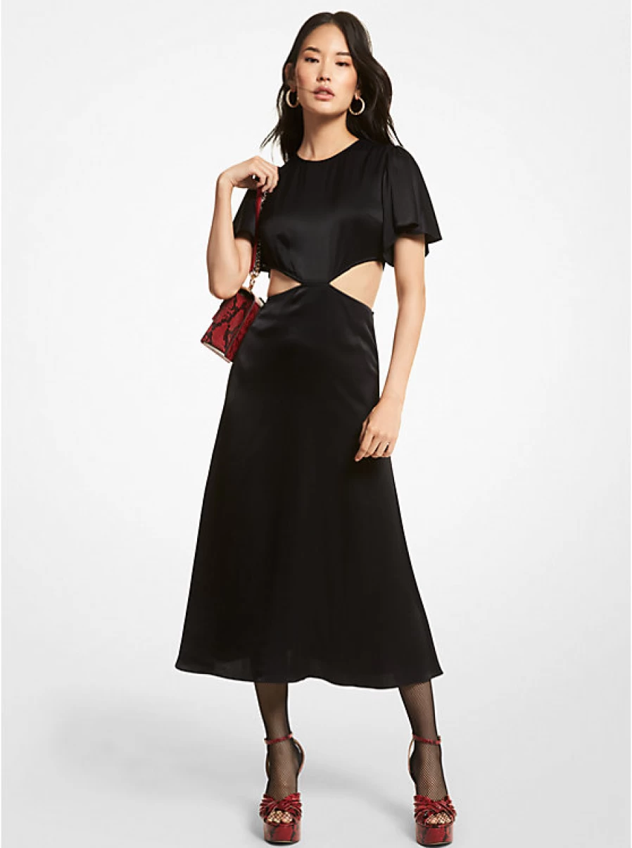 Michael Kors Women's Satin Cutout Dress - Elegant Evening Gown for Special Occasions