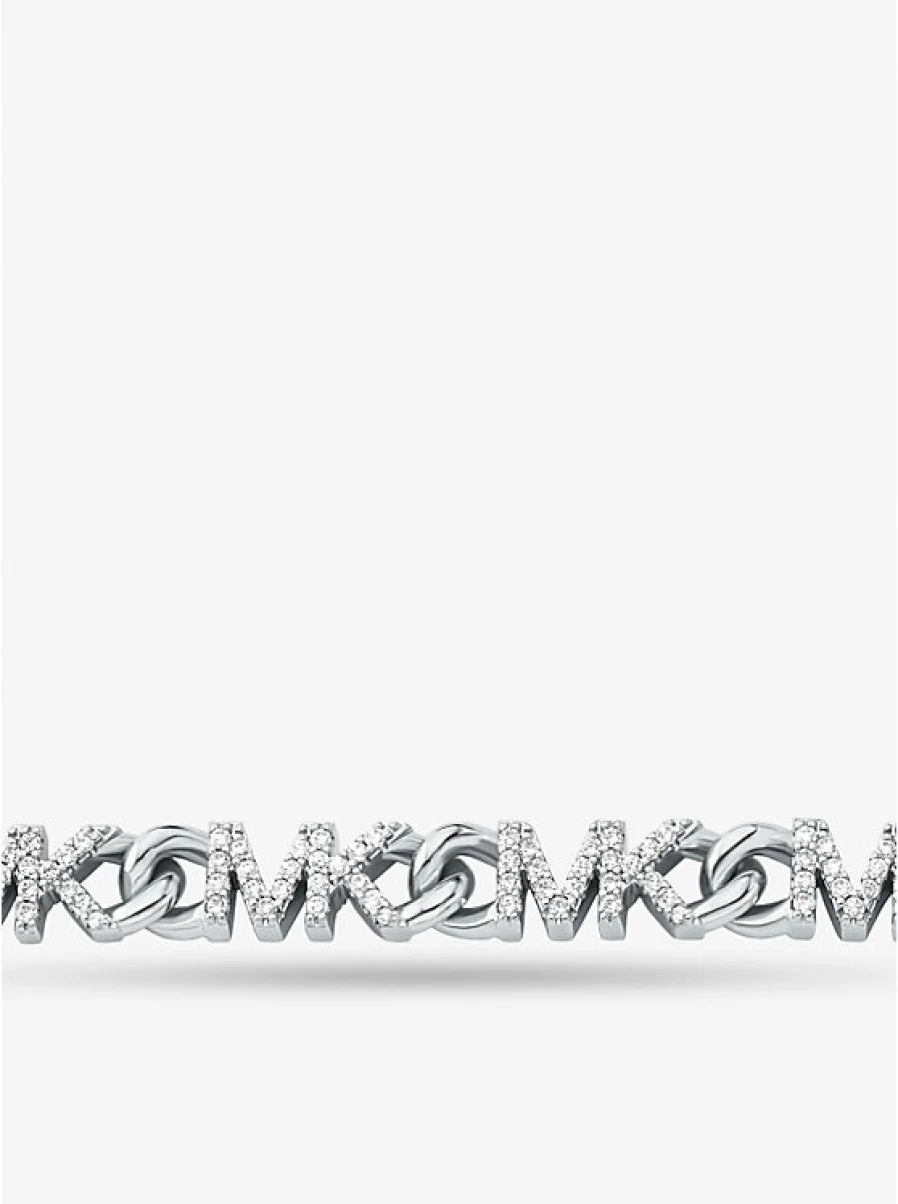 Michael Kors Women's Brass Necklace with Precious Metal Plating, Chain and Logo Pendant