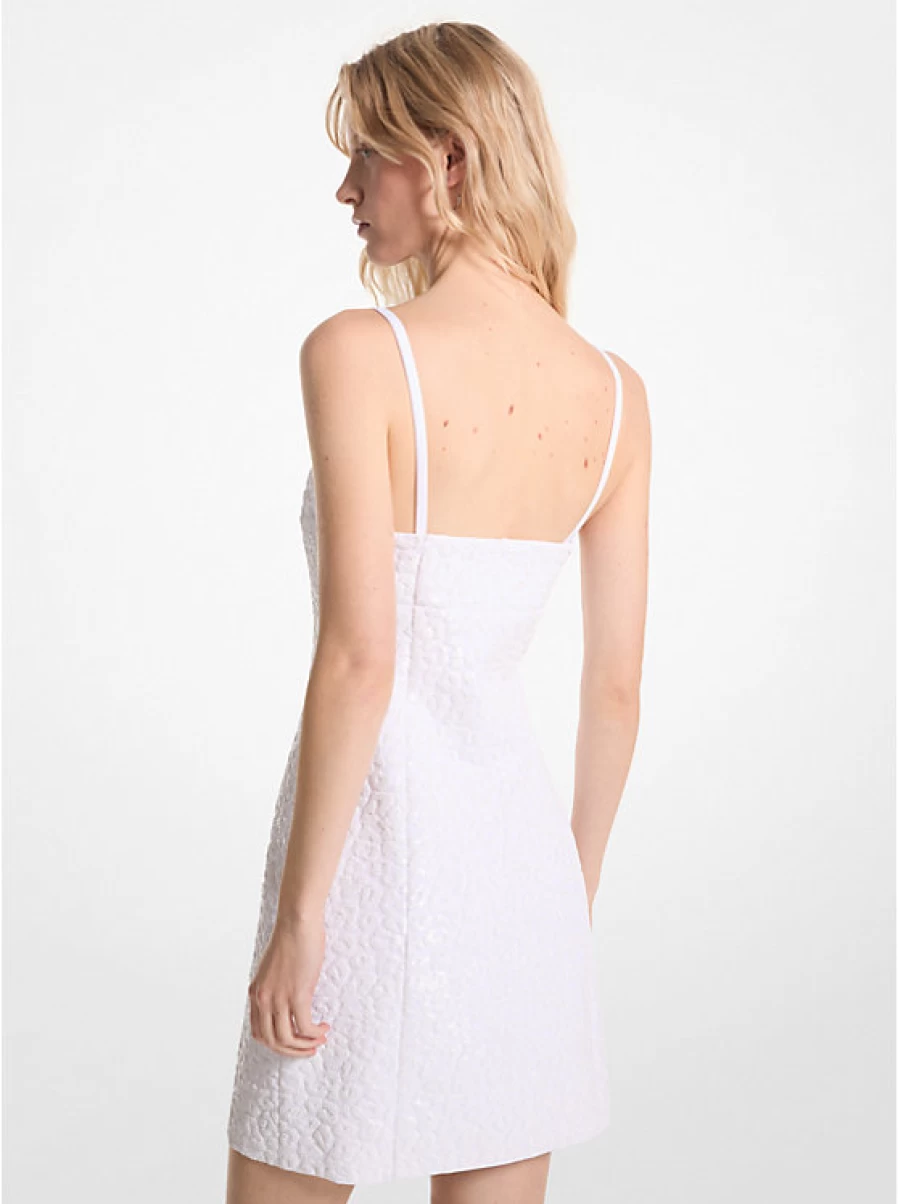 Michael Kors Women's Stretch Crepe Slip Dress with Glitter and Cheetah Print