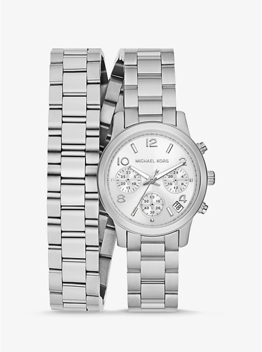 Michael Kors Women's Runway Silver-Tone Stainless Steel Wraparound Watch