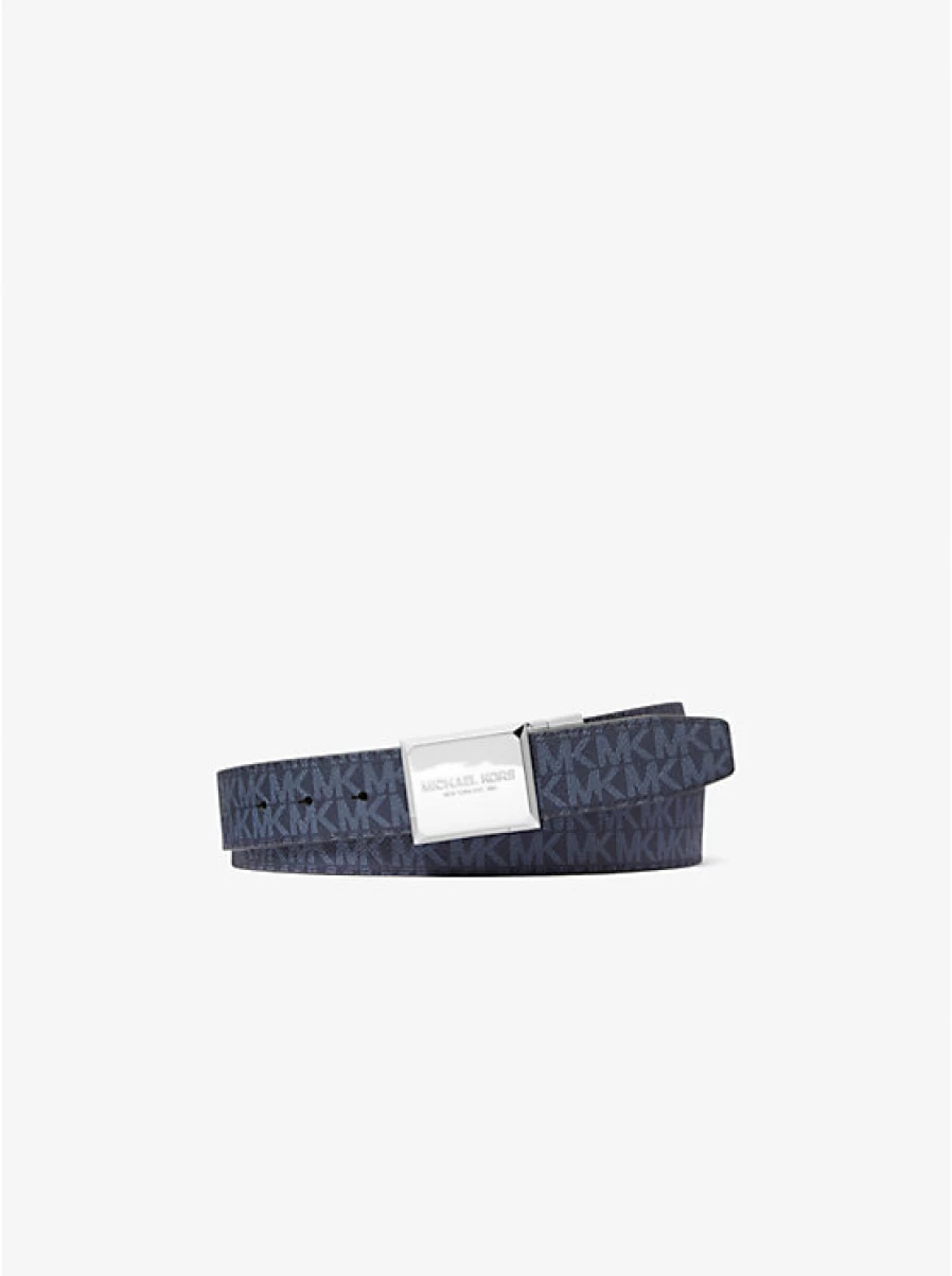 Michael Kors Reversible Men's Leather Belt with Zipper and Logo Design
