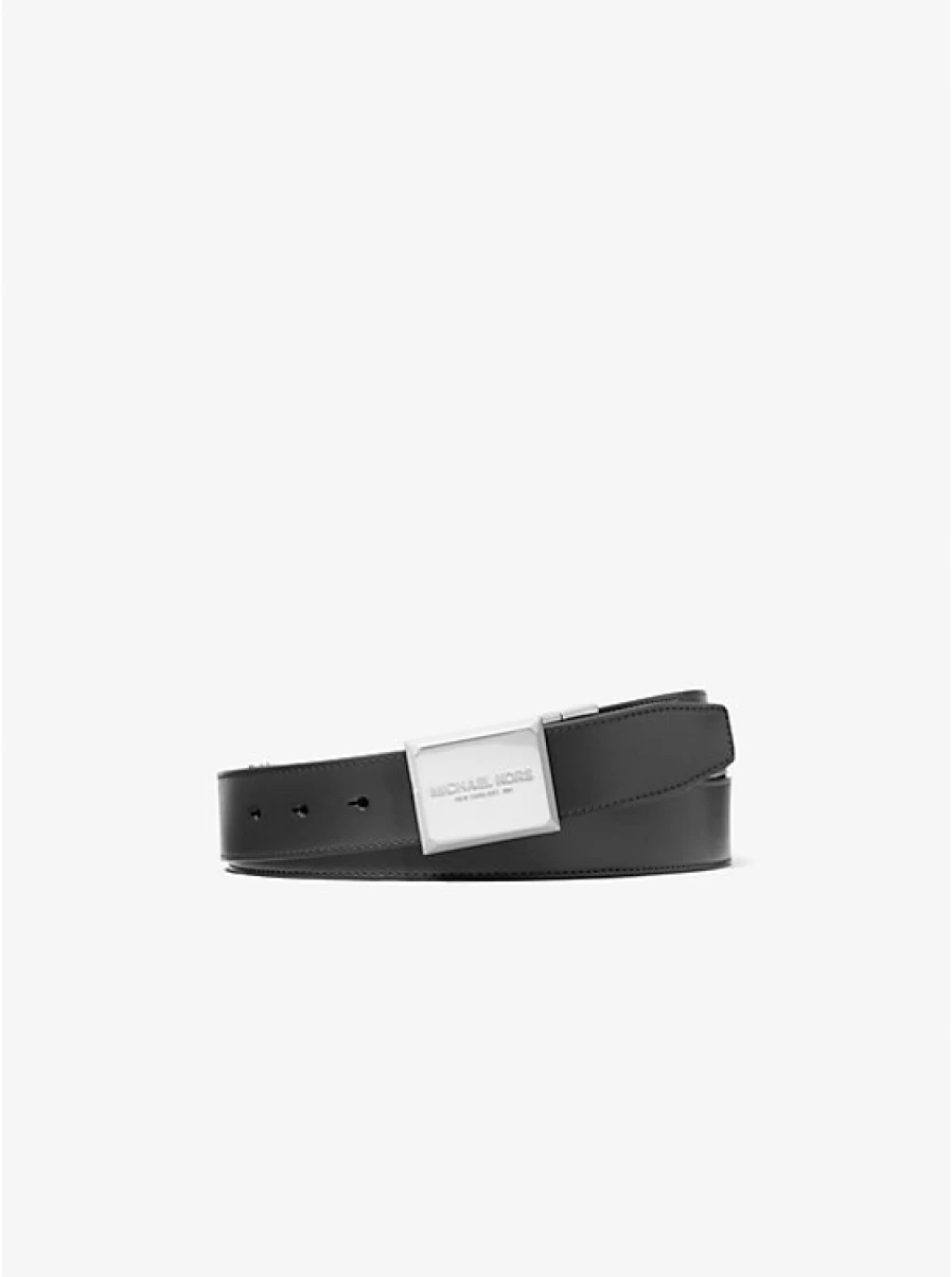 Michael Kors Reversible Men's Leather Belt with Zipper and Logo Design
