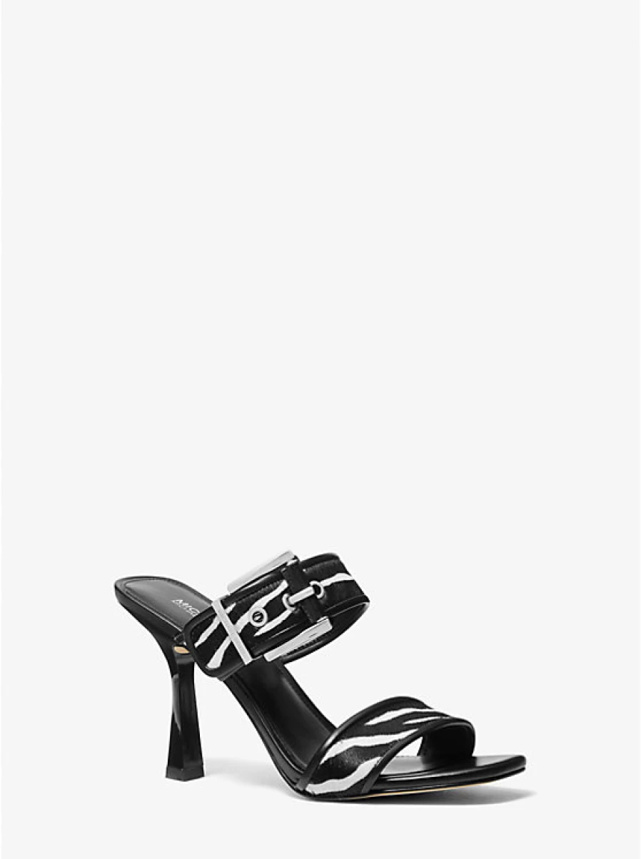 Michael Kors Women's Colby Sandal in Calf Hair with Zebra Pattern