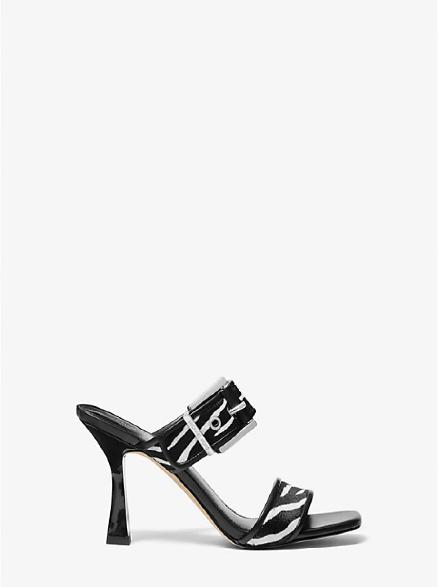 Michael Kors Women's Colby Sandal in Calf Hair with Zebra Pattern