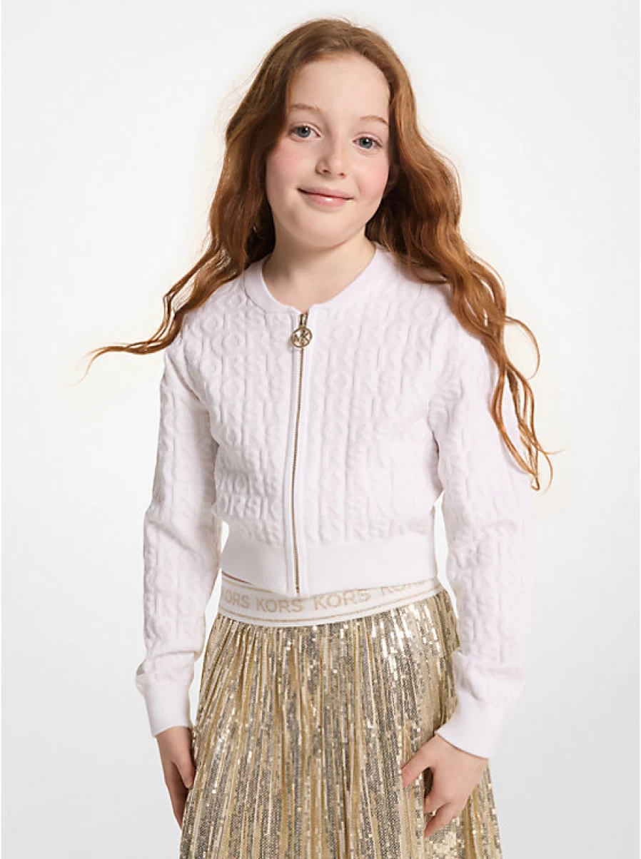 Michael Kors Kids Floral Cotton Terry Cardigan with Zipper for Children