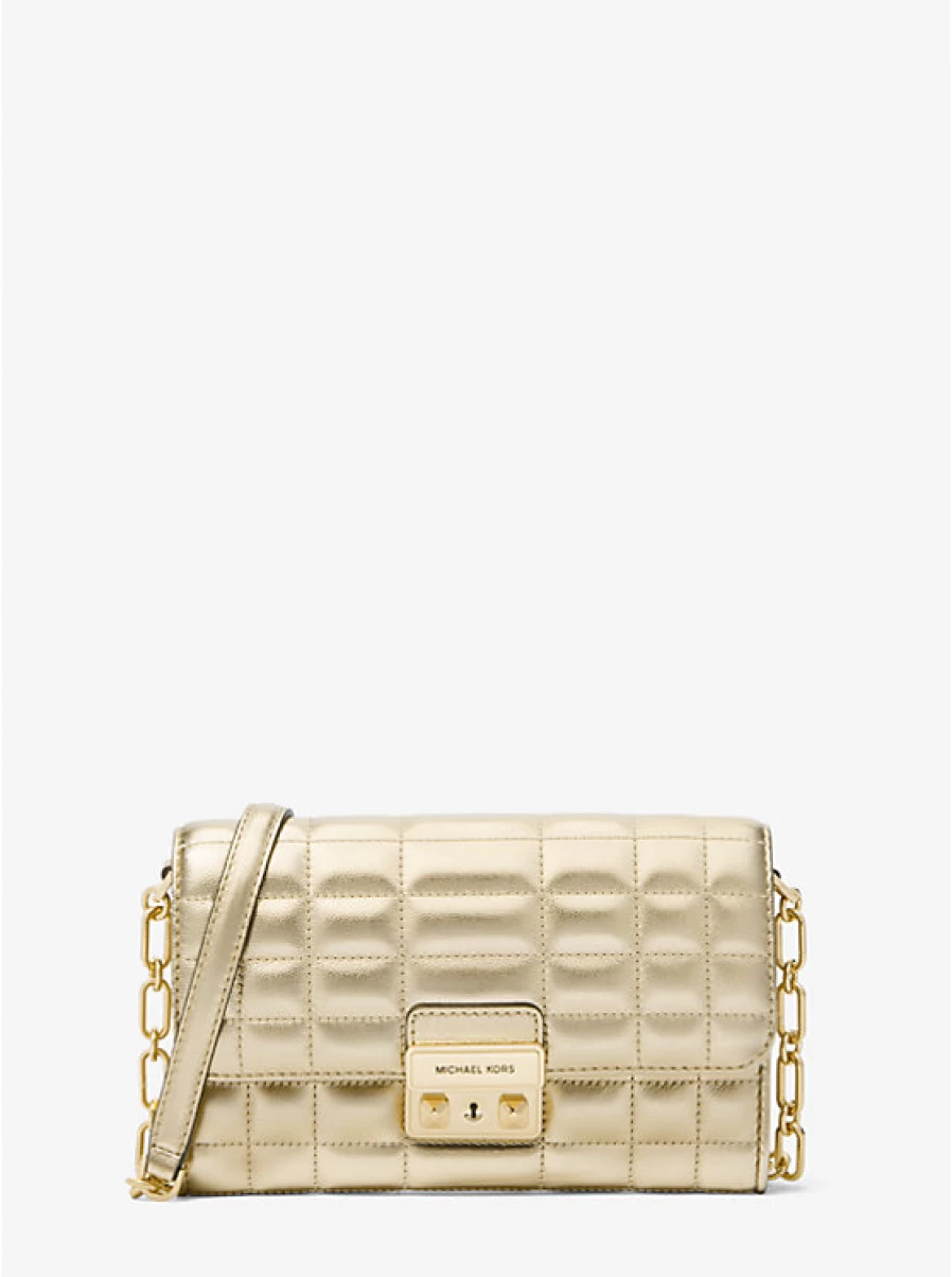 Michael Kors Women's Large Tribeca Convertible Backpack in Metallic Leather with Adjustable Shoulder Strap