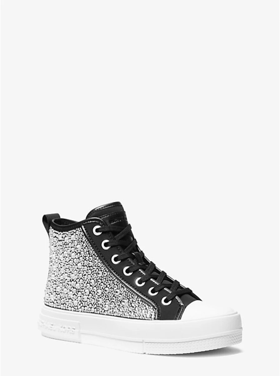 Michael Kors Women's Evy High-Top Espadrille Sneakers in Neoprene & Leather with Ornamental Details