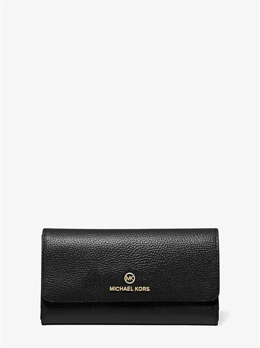 Michael Kors Women's Large Grain Leather Wallet with Three Flaps