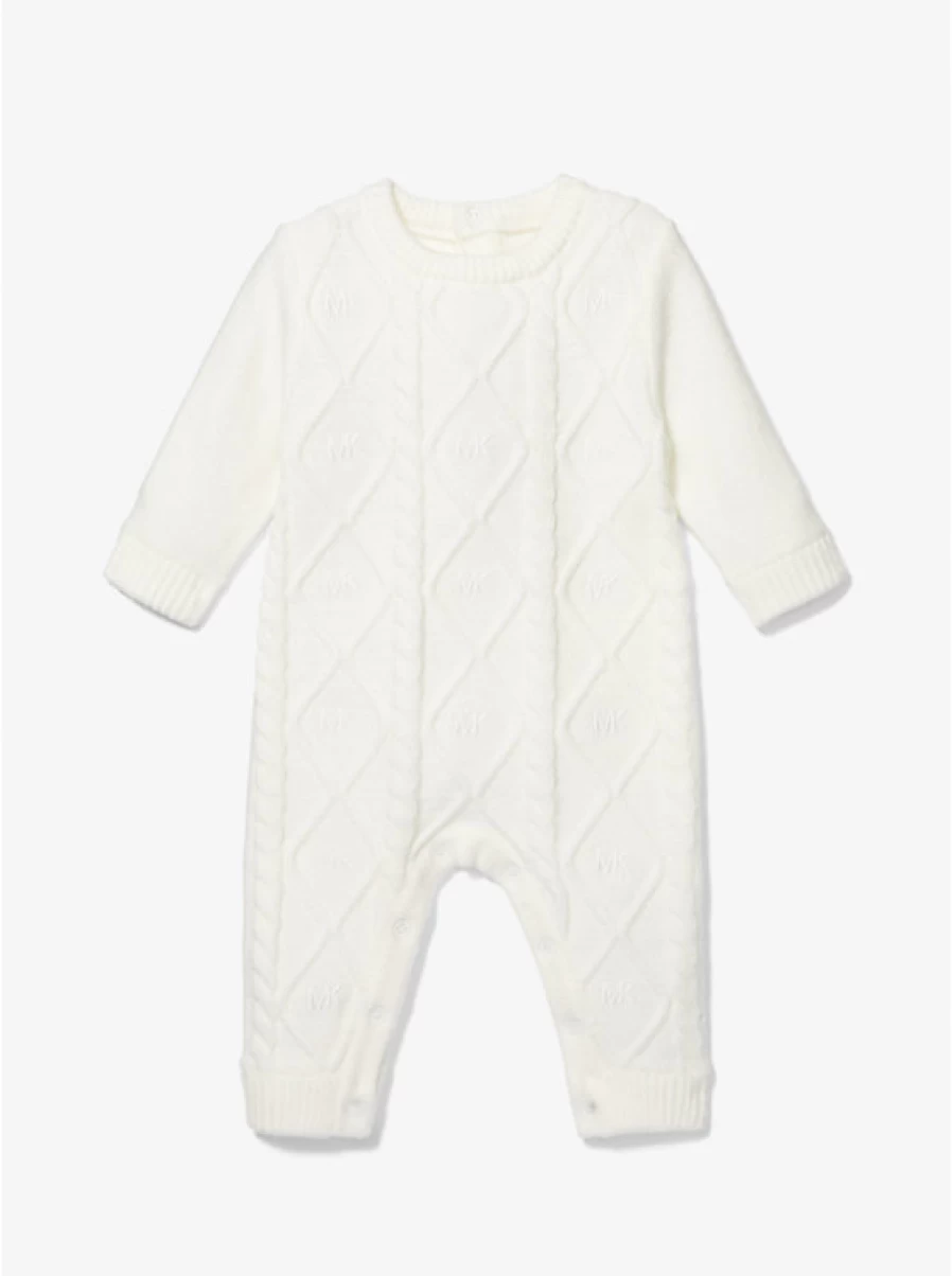 Michael Kors Cable Knit Baby Jumpsuit - Cozy Knit Pajama Romper for Toddlers & Infants