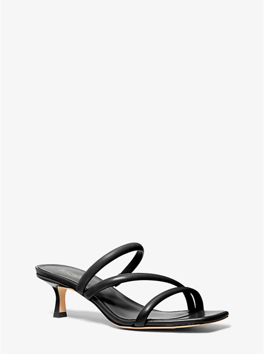 Michael Kors Women's Celia Leather Kitten Heel Sandals