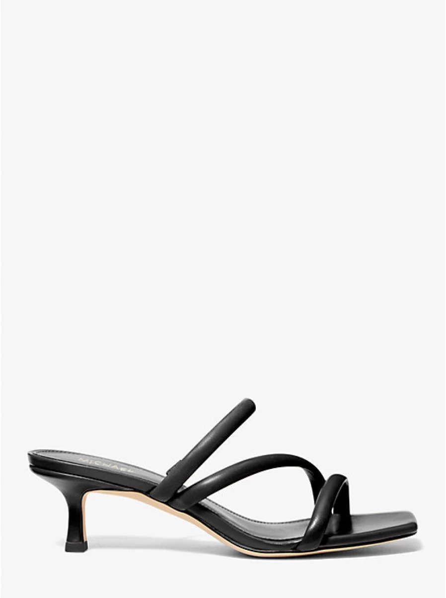 Michael Kors Women's Celia Leather Kitten Heel Sandals
