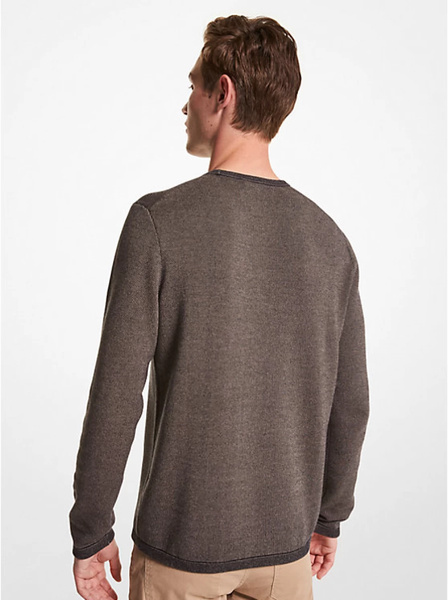 Michael Kors Men's Cotton Jacquard Sweater with Embroidered Logo