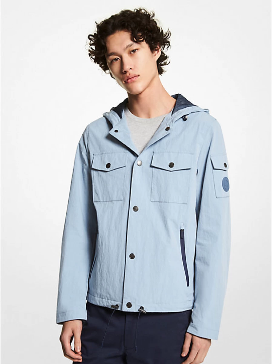 Michael Kors Men's Cotton Crinkled Effect Hooded Jacket