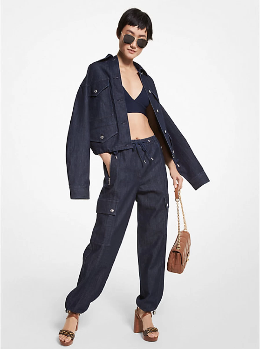 Michael Kors Women's Denim Oversized Anorak Jacket