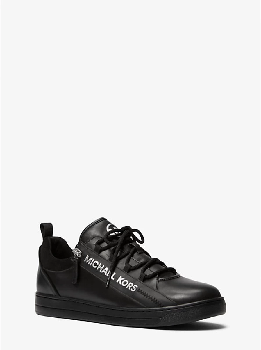 Michael Kors Men's Leather Espadrille Sneakers with Embossed Detail and Zipper Closure