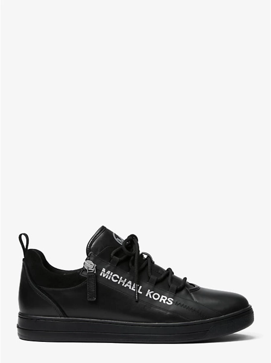 Michael Kors Men's Leather Espadrille Sneakers with Embossed Detail and Zipper Closure
