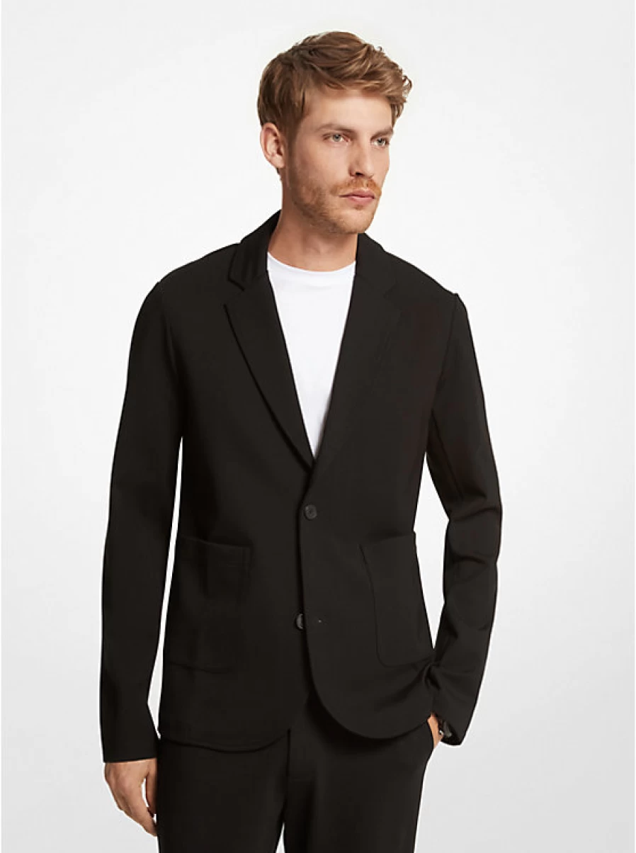 Michael Kors Men's Stretch Rome Stitch Knit Blazer - Comfortable Tailored Fit Jacket