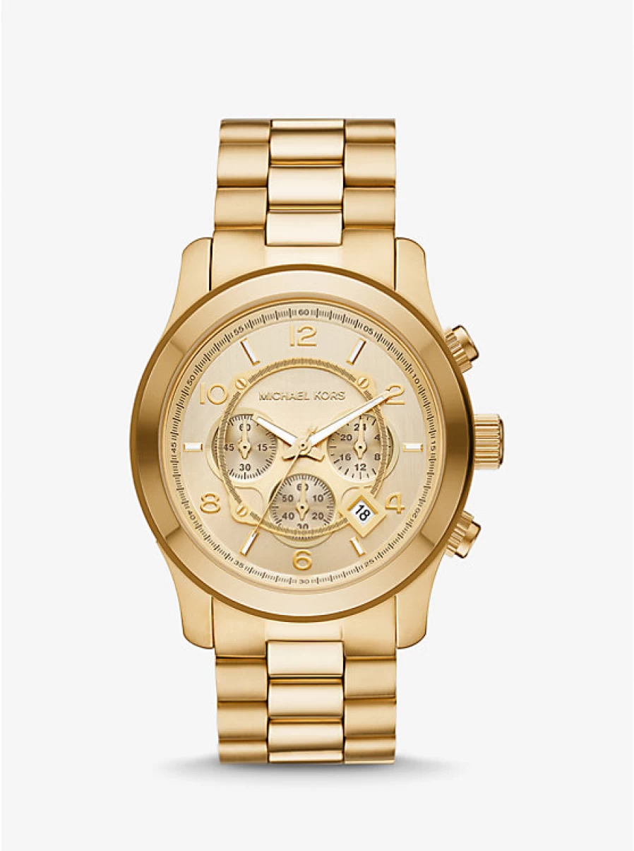 Michael Kors Men's Oversized Gold Slim Runway Watch - Luxury Designer Chronograph