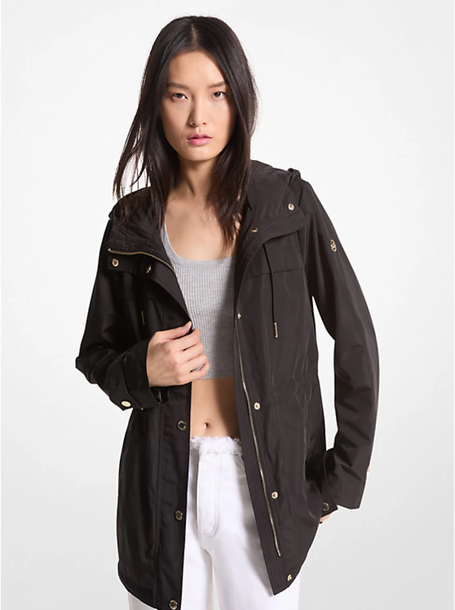 Michael Kors Women's Anorak Woven Hooded Jacket - Lightweight Outdoor Windbreaker
