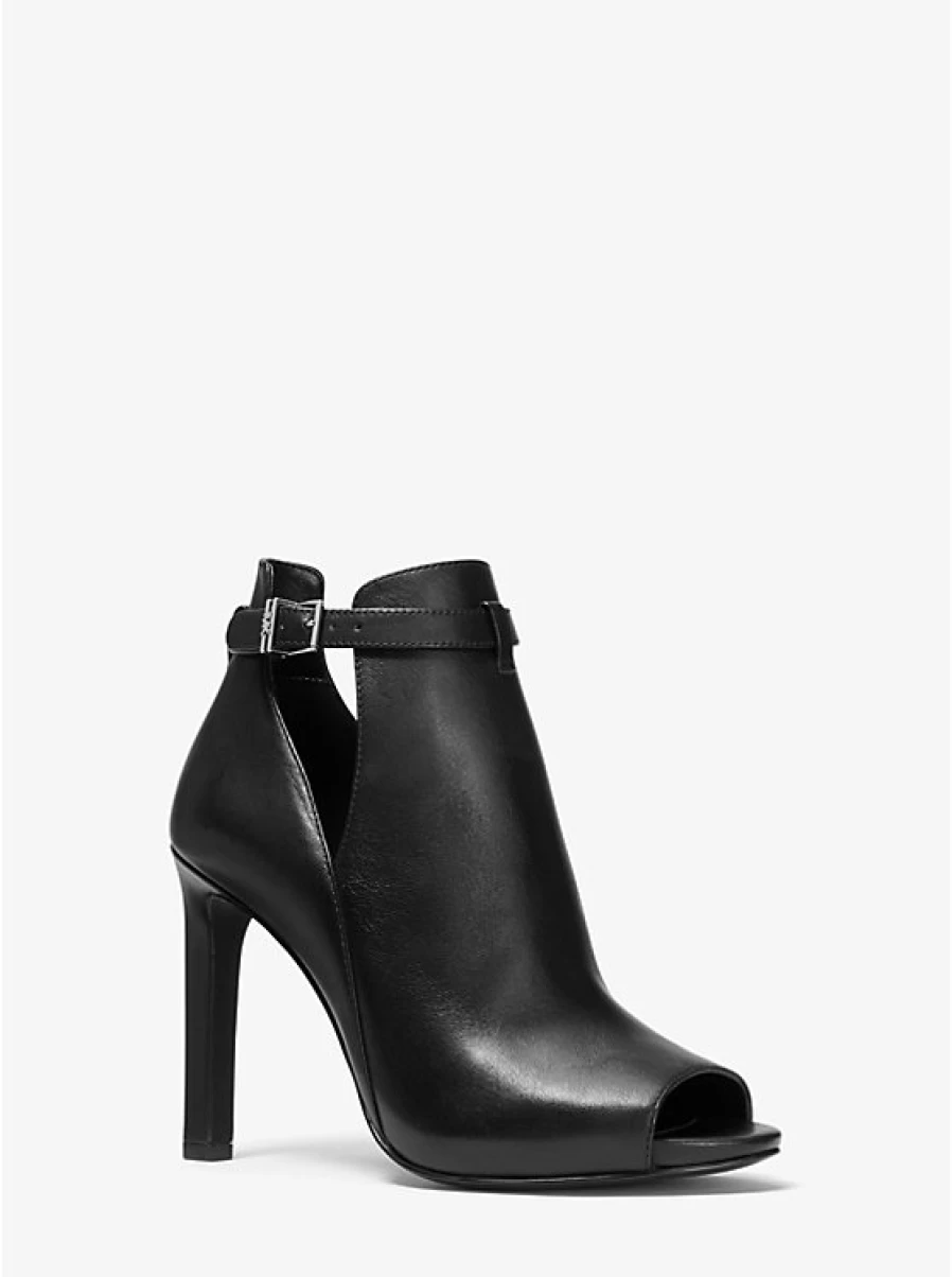 Michael Kors Women's Lawson Leather Ankle Boots with Open Toe Design
