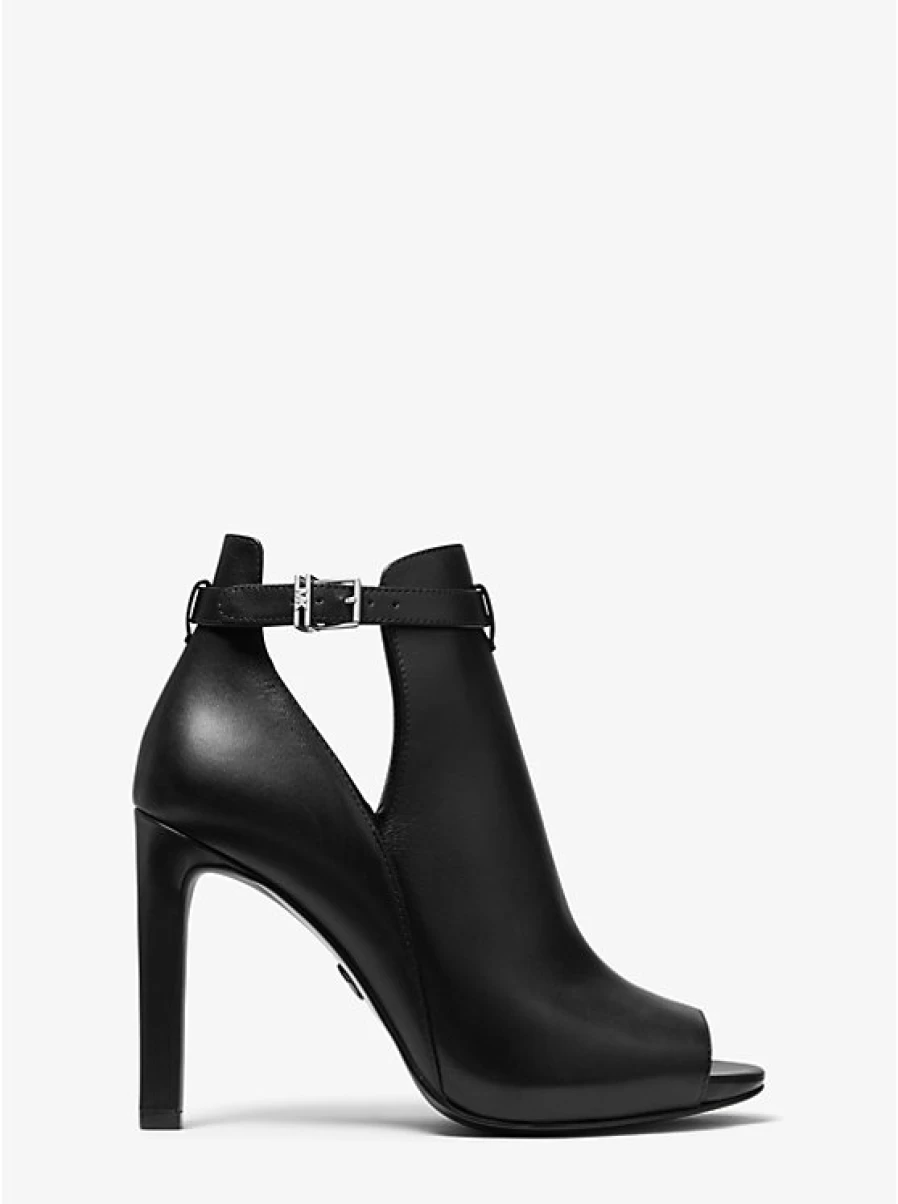 Michael Kors Women's Lawson Leather Ankle Boots with Open Toe Design