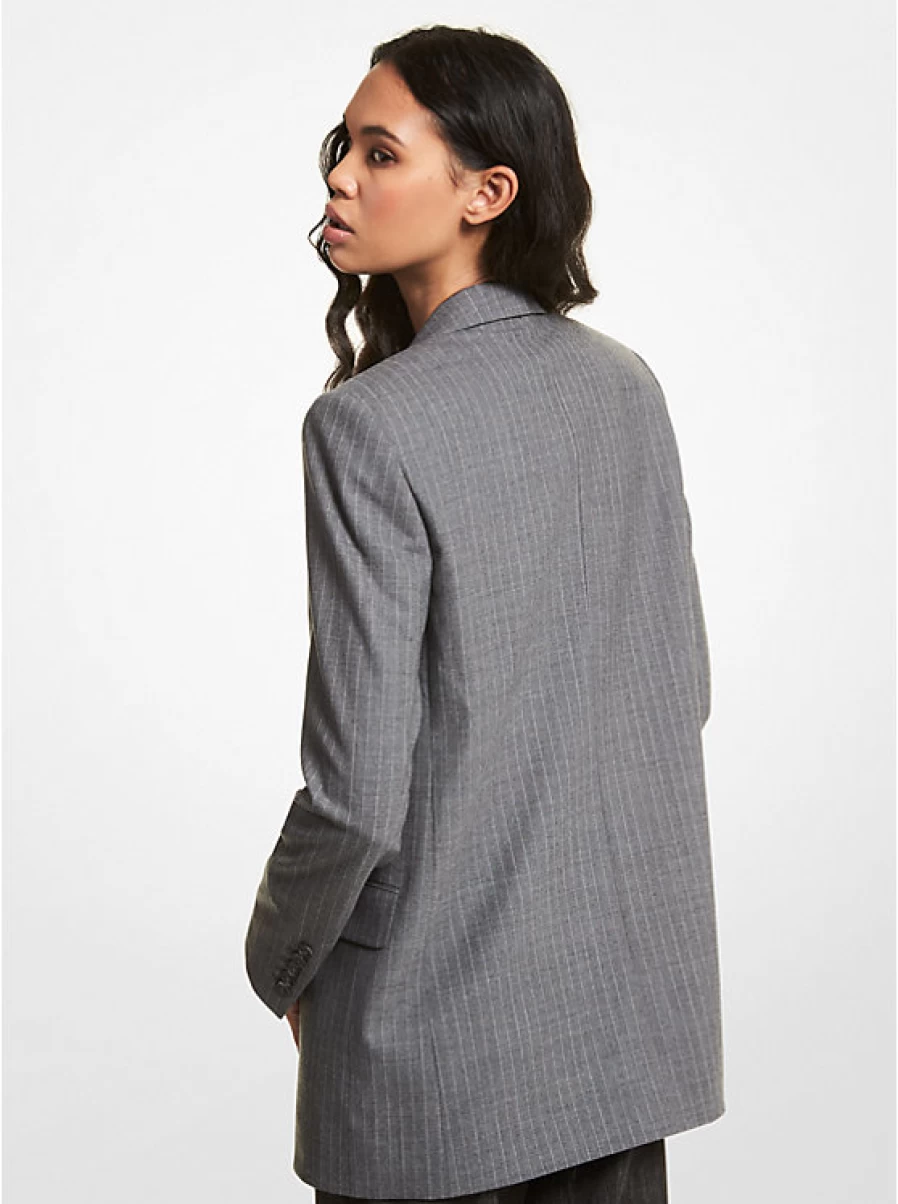 Michael Kors Women's Stretch Wool Boyfriend Blazer with Grooves - Comfortable & Stylish Tailored Jacket
