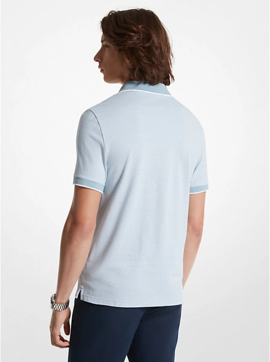 Michael Kors Men's Textured Cotton Polo Shirt - Classic Fit Casual Knit Top