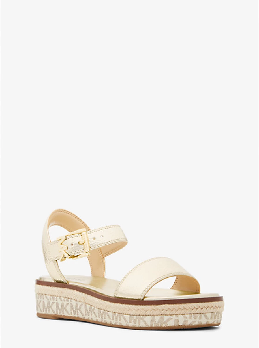 Michael Kors Women's Richie Metallic Wedge Sandals with Logo Detail