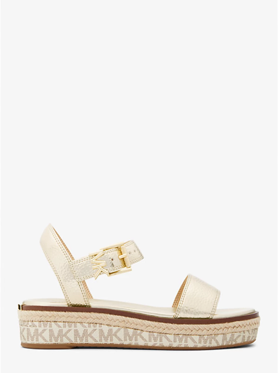 Michael Kors Women's Richie Metallic Wedge Sandals with Logo Detail