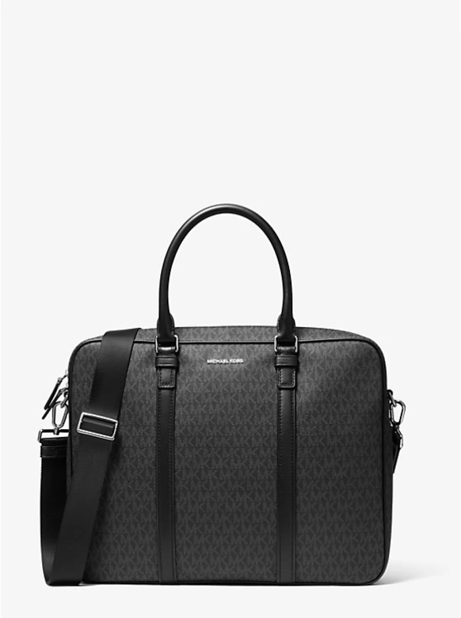 Michael Kors Hudson Men's Leather Briefcase with Logo - Stylish Business Bag for Work & Travel