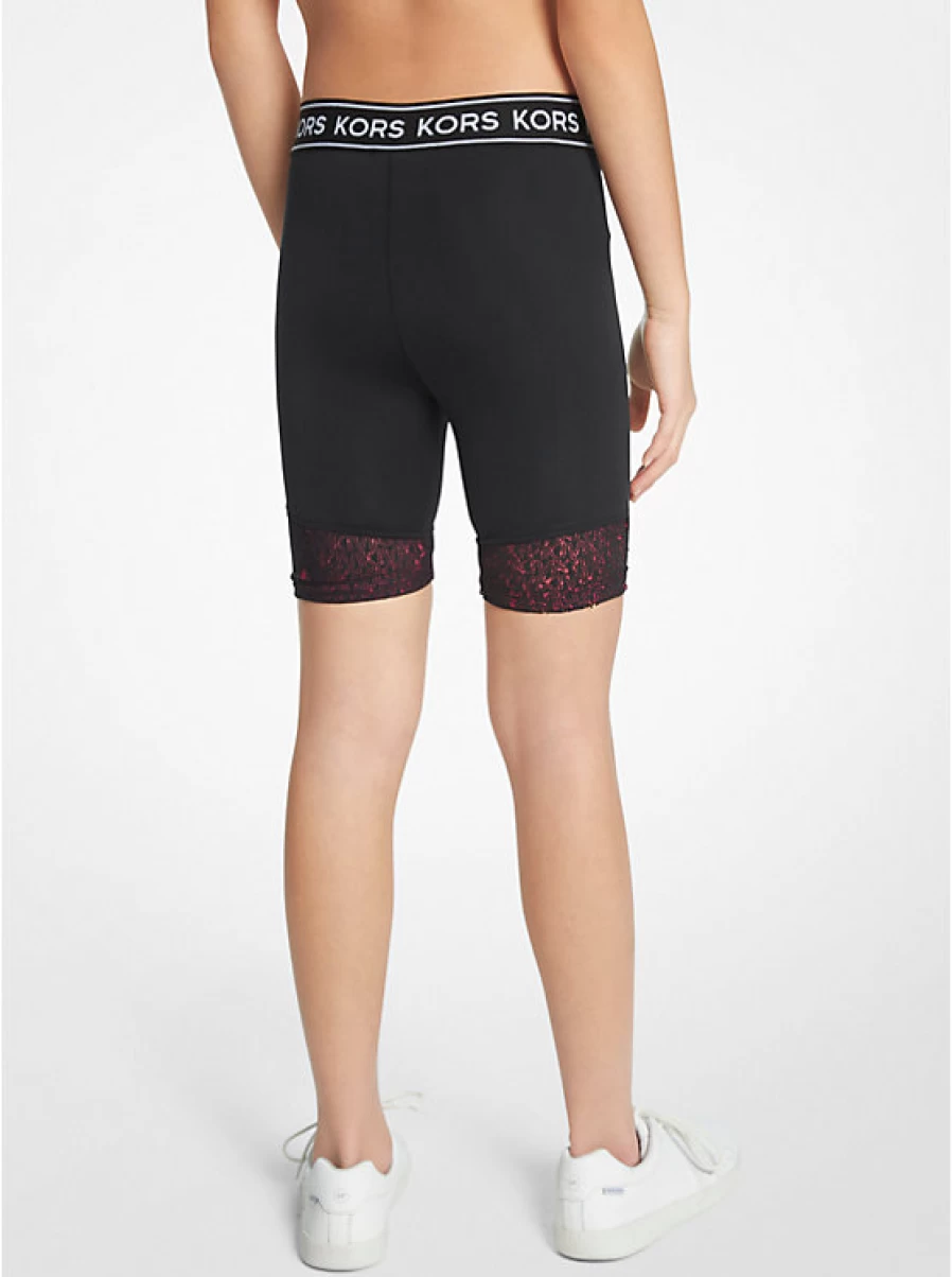 Michael Kors Kids' Stretchy Jersey Bike Shorts with Short Sleeves and Tape Logo