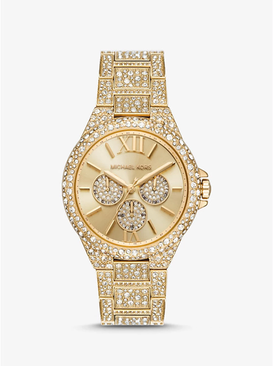Michael Kors Women's Oversized Gold Camille Watch with Pavé Stones, Luxury Designer Bracelet Watch
