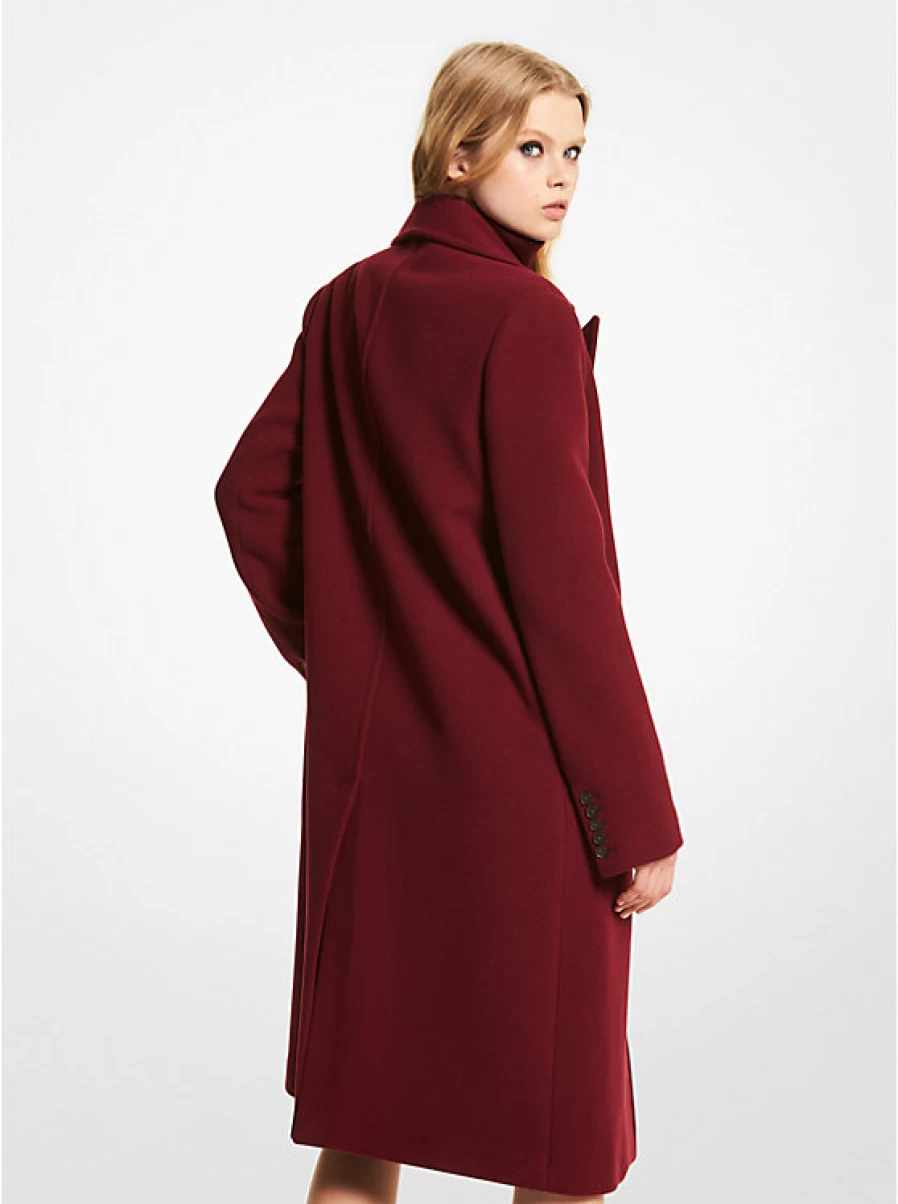 Michael Kors Women's Oversized Melton Wool Coat - Classic Long Winter Trench Coat