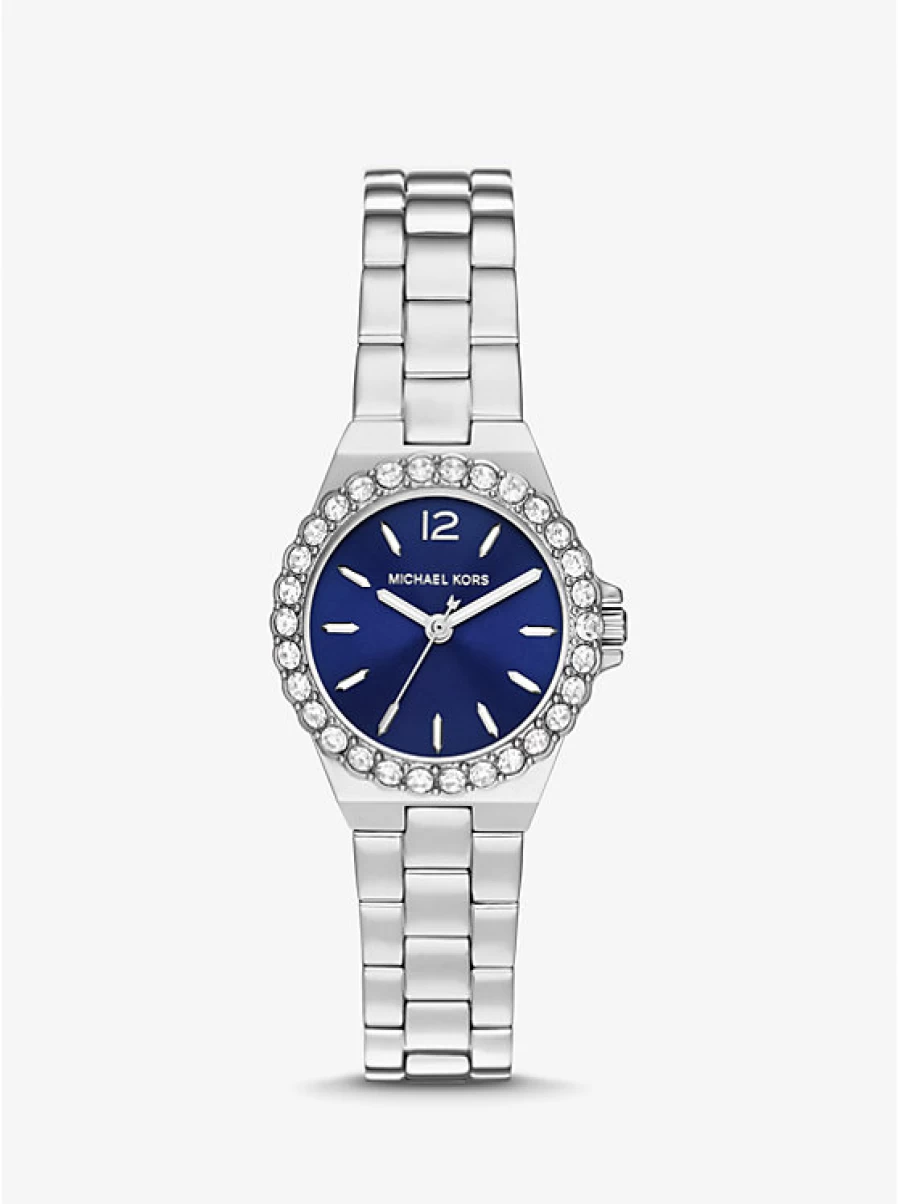 Michael Kors Women's Miniature Lennox Silver-Tone Watch with Paving Stone Accents