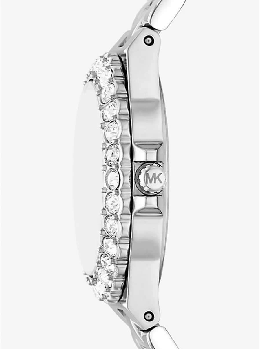 Michael Kors Women's Miniature Lennox Silver-Tone Watch with Paving Stone Accents