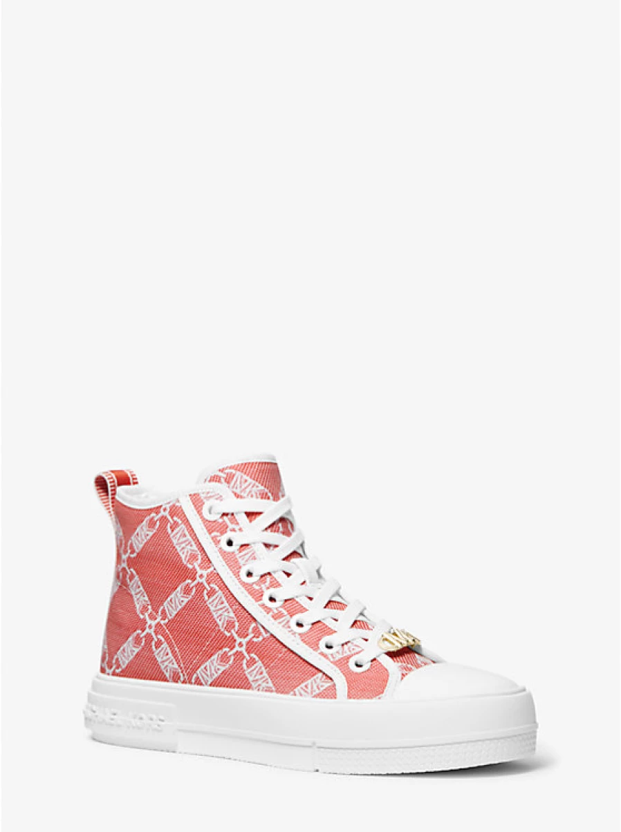 Michael Kors Women's Evy High-Top Espadrille Sneakers with Jacquard Empire Logo Design