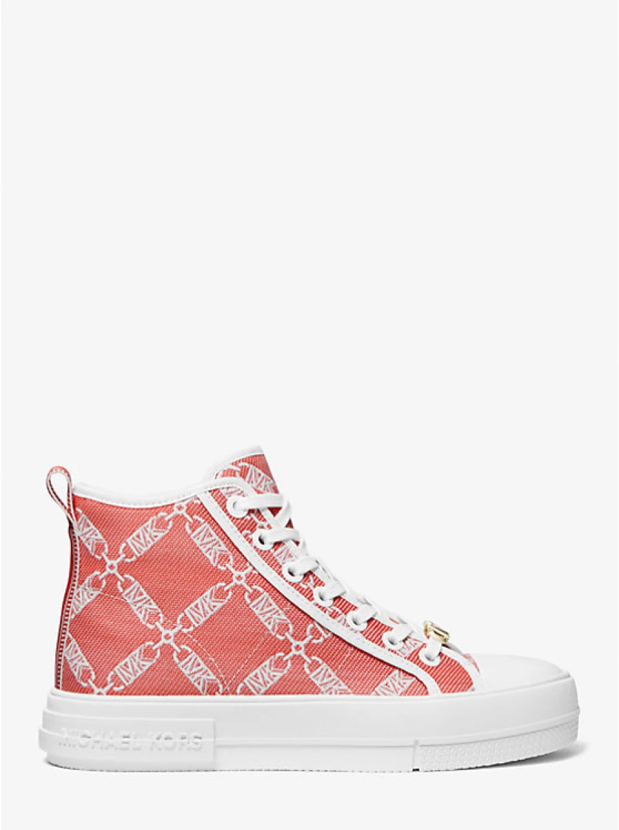 Michael Kors Women's Evy High-Top Espadrille Sneakers with Jacquard Empire Logo Design