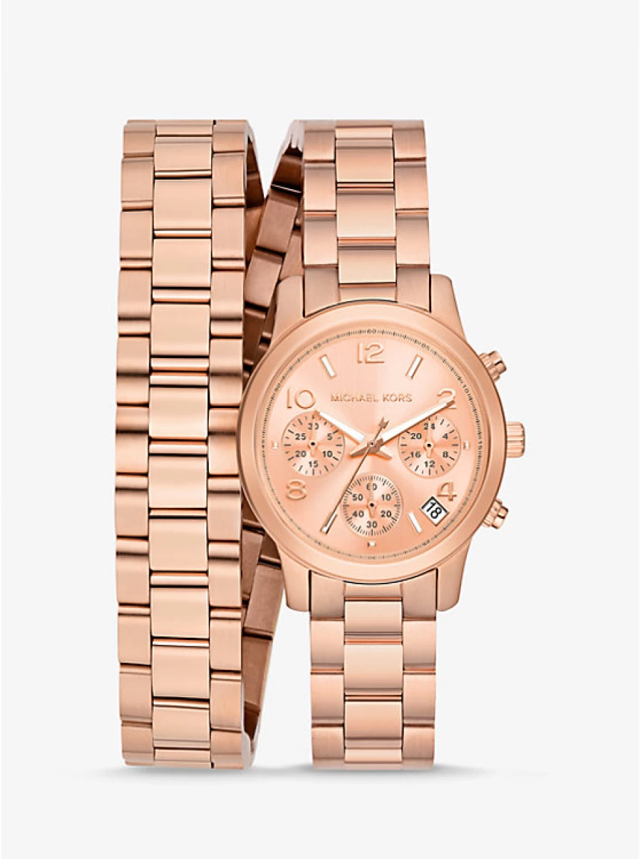 Michael Kors Women's Runway Rose Gold-Tone Wraparound Watch