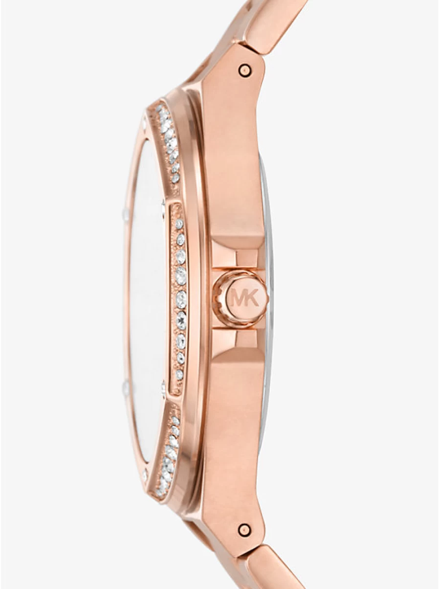 Michael Kors Women's Lennox Rose Gold-Tone Watch with Paving Stone Accents