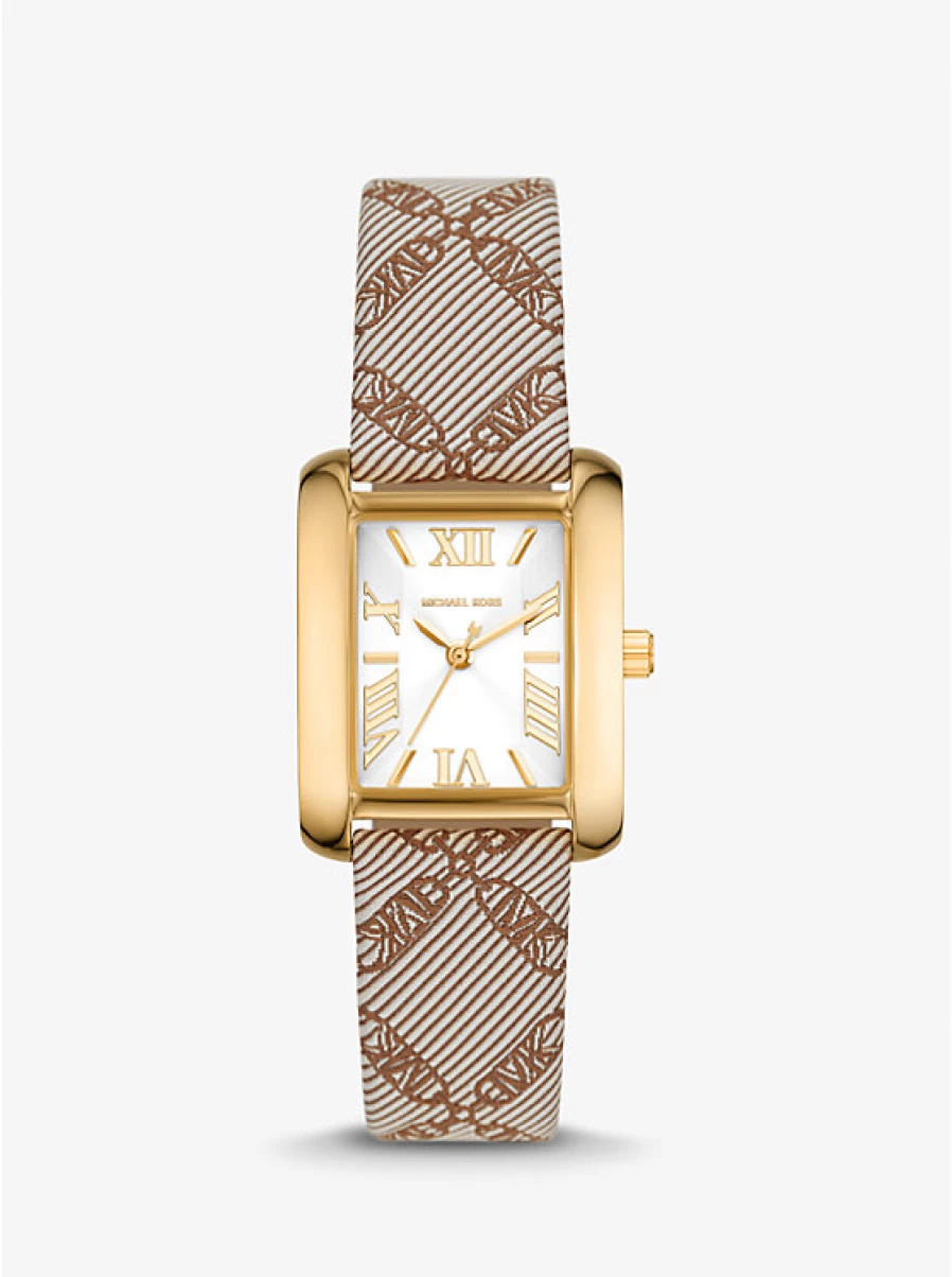 Michael Kors Women's Emery Miniature Gold-Plated Watch with Jacquard Bracelet and Empire Logo
