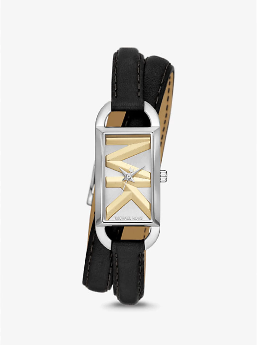 Michael Kors Women's Miniature Silver Empire Watch with Genuine Leather Bracelet