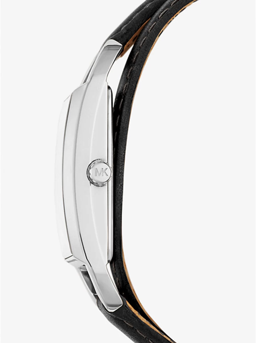 Michael Kors Women's Miniature Silver Empire Watch with Genuine Leather Bracelet