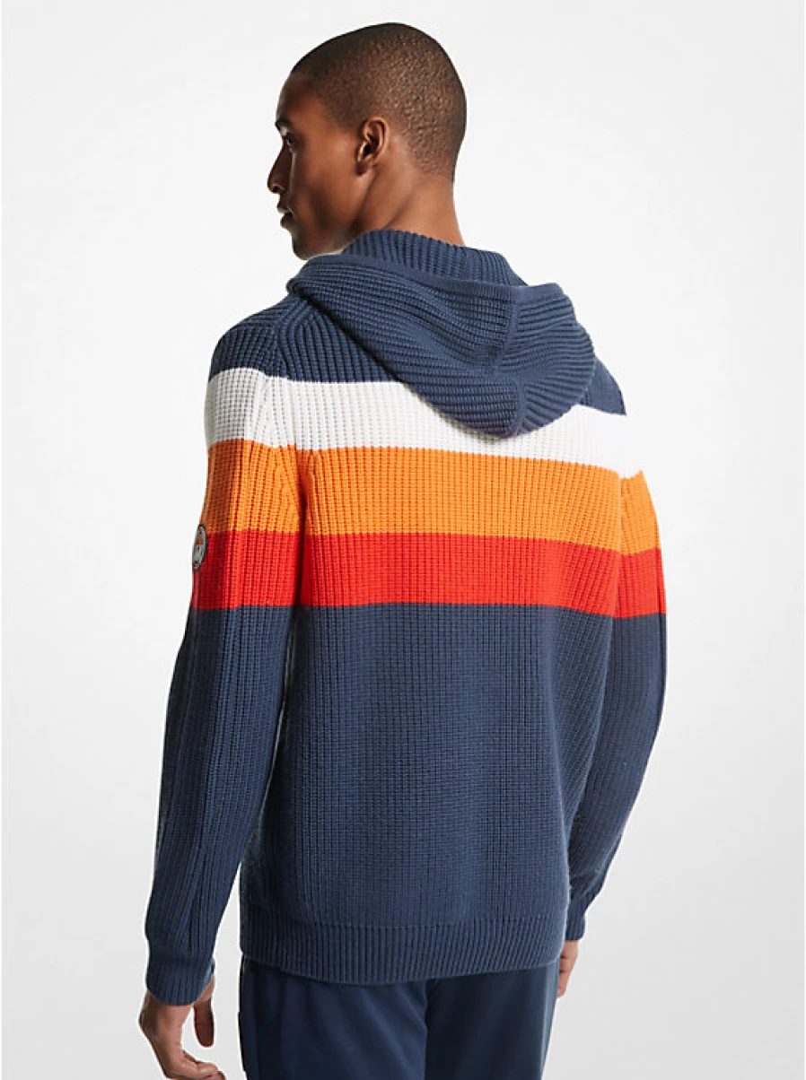 Michael Kors Men's Ribbed Cotton Blend Hooded Sweater