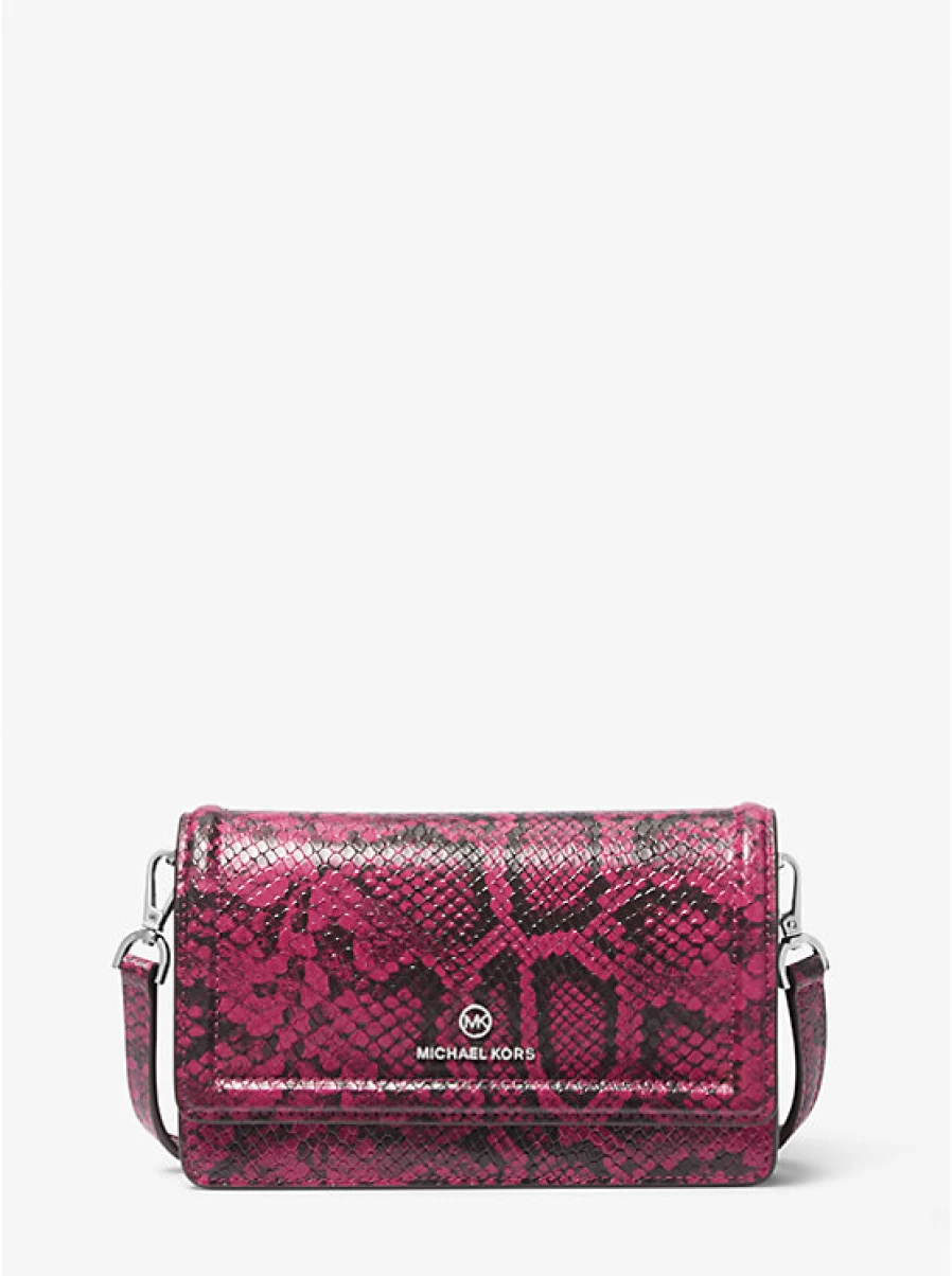 Michael Kors Women's Small Embossed Snake Leather Crossbody Phone Bag with Shoulder Strap