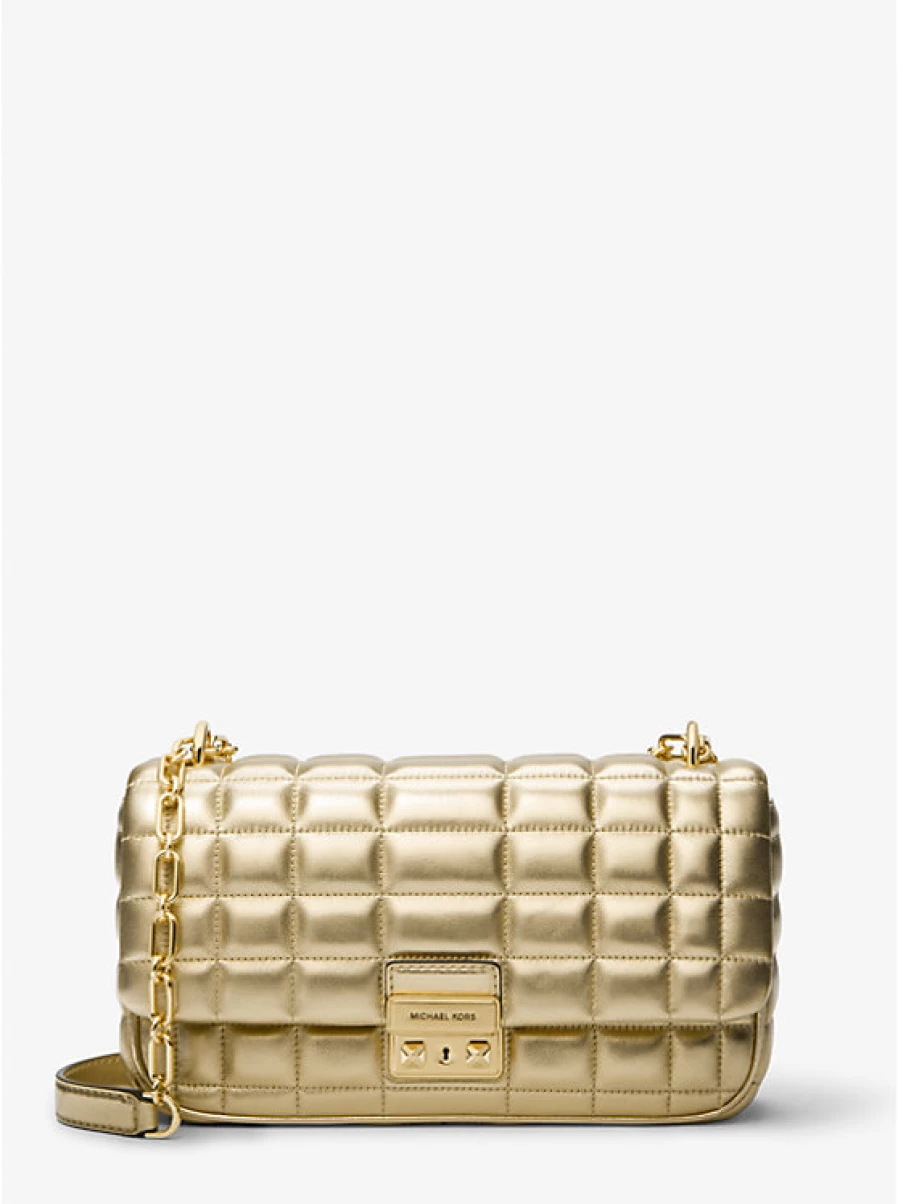 Michael Kors Tribeca Large Metallic Quilted Leather Shoulder Bag for Women