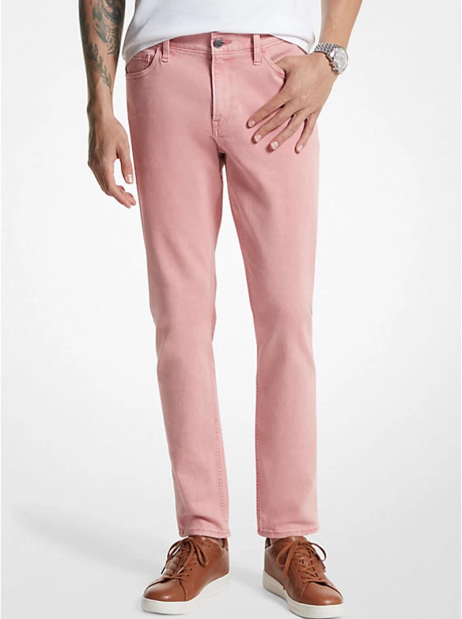 Michael Kors Men's Stretch Cotton Fitted Pants with Pigmented Dye - Parker Style