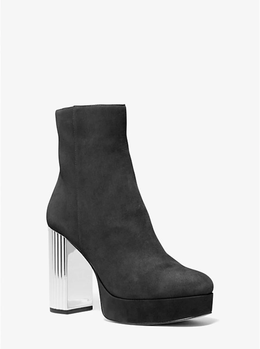 Michael Kors Women's Suede Porter Ankle Boots with Platform Heel