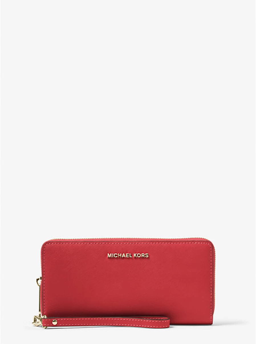 Michael Kors Women's Continental Leather Wristlet Pouch - Stylish & Compact Crossbody Bag
