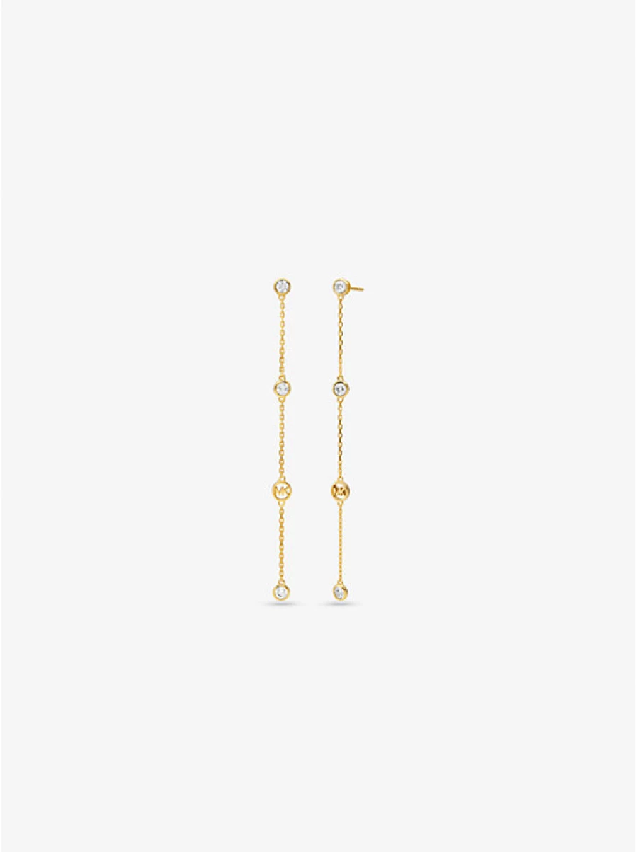Michael Kors Women's Sterling Silver Cubic Zirconia Drop Earrings, Precious Metal-Plated Elegant Dangle Earrings for Women
