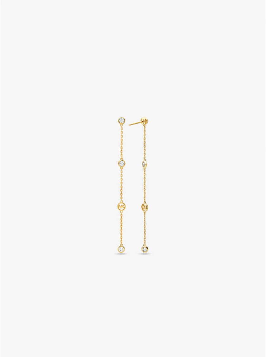 Michael Kors Women's Sterling Silver Cubic Zirconia Drop Earrings, Precious Metal-Plated Elegant Dangle Earrings for Women